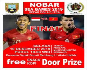 PWI Kab. Rembang bersama Bupati Rembang, Abdul Hafidz akan menggelar nonton bareng final sepak bola Sea Games, Selasa malam (10/12).