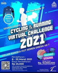 Event sepeda, lari dan jalan kaki secara virtual yang digelar PT Semen Gresik. (Foto atas) Ilustrasi wanita bersepeda (mainsepeda.com).
