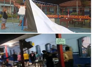 Pihak Rutan Rembang menyiapkan layar lebar, supaya warga binaan bisa menyaksikan final piala dunia dari balik kamar masing-masing, Minggu malam.