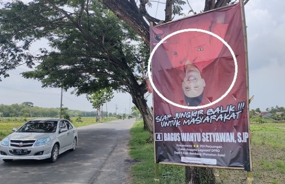 Tampil Beda, Caleg Dari PDI Perjuangan Pasang Gambar Wajah Terbalik!! Ternyata Ini Alasannya