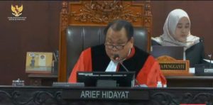 Suasana sidang sengketa PHPU di Mahkamah Konstitusi (MK), hari Senin (29/04).