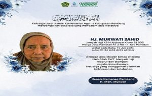 Ucapan duka cita atas wafatnya Hj. Murwati Sahid, dari Desa Pamotan Kecamatan Pamotan.