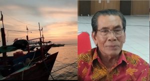 Kapal nelayan dan Ketua HNSI Kabupaten Rembang, Muslim.
