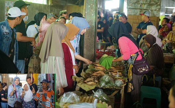 Kunjungi Pasar Krikilan, Cabup Vivit Dinarini Disambut Pelukan