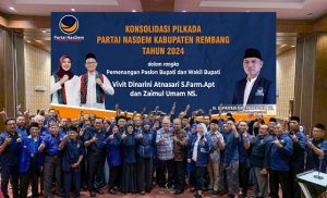 Partai Nasdem Kabupaten Rembang menggelar konsolidasi, untuk memenangkan pasangan Vivit – Umam. Pengurus pusat hadir dalam kegiatan ini.