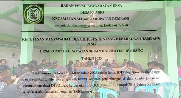 Sah!! Tambang Pasir Kuarsa Ditolak, Keputusan Musdes Khusus Desa Kumbo Sedan