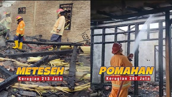 Kerugian Mendekati Setengah Miliar, Dua Kebakaran Hampir Bersamaan (Pomahan Dan Meteseh)