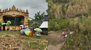 Kolase pentas kethoprak Kridho Mudho di hutan sebelah selatan Desa Sudo Kecamatan Sulang, Selasa (19 Agustus 2025).