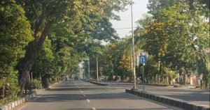 Kondisi Jalan Pemuda Rembang, Minggu pagi (14 September 2025).