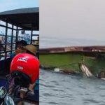 Polisi menunjukkan TKP KM Ronggo tenggelam di perairan Kecamatan Sarang, Senin pagi (29/09).