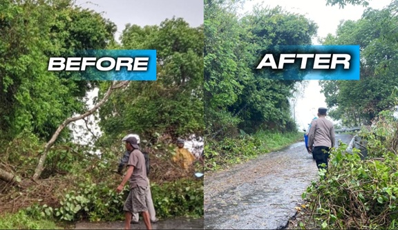 Hujan Deras Picu Jalan Longsor, Masyarakat Dan Aparat Turun Tangan (TKP Desa Dowan Kec. Gunem)