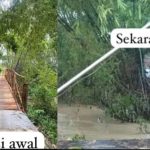 Jembatan Dusun Kandangsapi – Manjang, sebelum dan sesudah diterjang banjir.