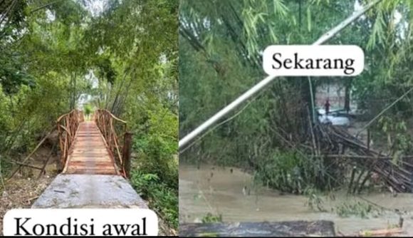 Jembatan Perbatasan Antar Kabupaten Hanyut, Warga Menanti Uluran Tangan Pemerintah (Sekarsari – Manjang)
