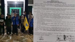 Pergerakan Mahasiswa Islam Indonesia (PMII) Komisariat Renaisans Kabupaten Rembang menyampaikan pernyataan sikap dan hasil kesepakatan kedua, antara warga Desa Sudan dengan penambang.