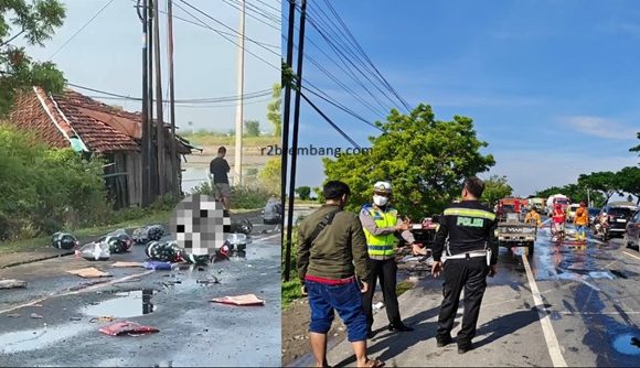 Korban Tergeletak, Muatan Galon Berisi Pertamax Tumpah (Kecelakaan Di Pantura Dresi Kulon Kaliori)