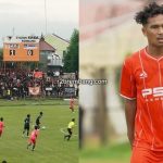 Muhammad Ubaid mencetak gol PSIR Rembang, saat meladeni Lamongan FC, Jum’at sore (26/12).