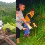 Kapolsek Kragan, AKP Saefudin bersama anggota dan pihak desa menunjukkan lokasi kejadian warga meninggal dunia di lahan perbukitan Desa Sendang, Kamis petang (15/01).