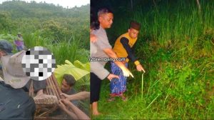 Kapolsek Kragan, AKP Saefudin bersama anggota dan pihak desa menunjukkan lokasi kejadian warga meninggal dunia di lahan perbukitan Desa Sendang, Kamis petang (15/01).