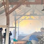 Kebakaran bangunan gudang penyimpanan garam, di dalamnya terdapat aktivitas oven kopi, Rabu sore (25/03).