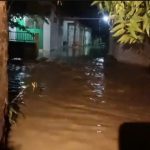 Genangan banjir di Desa Pamotan, Kecamatan pamotan, Kabupaten Rembang, Sabtu (18/04).