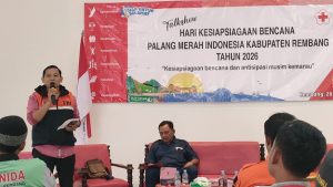 Talk show Hari Kesiapsiagaan Bencana bertema Kesiapsiagaan Bencana Dan Antisipasi Musim Kemarau di Aula Palang Merah Indonesia (PMI) Kabupaten Rembang, hari Selasa (28 April 2026).