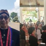 Ketua Permadani Kabupaten Rembang, Edi Kiswanto. Isteri Wakil Presiden, Selvi Gibran menyerahkan foto RA. Kartini kepada peserta Kirab Pataka, di Pendopo Museum Kartini, Selasa (21/04).