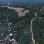 Foto udara, lokasi tambang sudah mendekati permukiman penduduk Dusun Sumberejo Desa Sambiroto, Kecamatan Sedan. (Dok. Magfuri Zaki Mubarok).