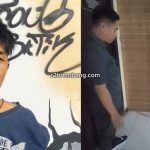 Tersangka pelaku dan polisi menunjukkan barang bukti cangkul untuk sarana mengubur korban.
