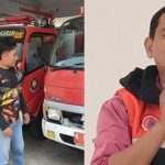 Mobil Damkar milik Pemkab Rembang, sebagian rusak. Pelaksana Tugas Kepala BPBD Rembang, Muhammad Luthfi Hakim.