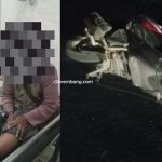 Korban dan sepeda motor yang terguling, diduga tersangkut kabel wifi, Senin (30 Juni 2026).