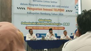 Penguatan inovasi Telponi (Temokno, Laporno, Openi) untuk menurunkan angka kematian ibu dan bayi, di Hotel Aston Inn Rembang, Rabu (29 Juli 2026).