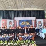 Bupati Rembang, Harno bersama jajaran Forkopimda saat mengikuti upacara Hari Jadi Rembang ke-285, Senin (27/07).