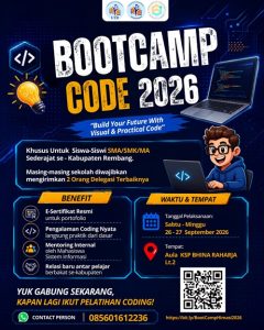 Pelatihan teknologi informasi Bootcamp Code 2026 digelar Universitas YPPI Rembang (UYR).