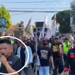 Eko Yulianto (dalam lingkaran), sosok orator dalam aksi demo di gedung DPRD Rembang.