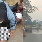 Korban terjatuh, mengalami luka-luka. Pembersihan tumpahan oli di jalur Pantura Desa Gedongmulyo Kecamatan Lasem, sebelah barat Lasem, Rabu sore (07/10).