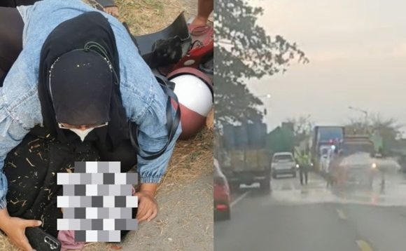 Pengendara Motor Berjatuhan Tergelincir, Akibat Tumpahan Oli (Damkar Rembang Turun Tangan Menangani, TKP Gedongmulyo)