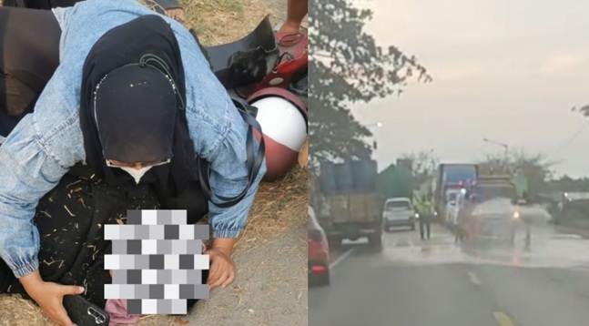 Pengendara Motor Berjatuhan Tergelincir, Akibat Tumpahan Oli (Damkar Rembang Turun Tangan Menangani, TKP Gedongmulyo)