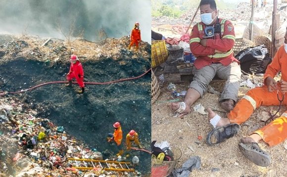 Dua Petugas Damkar Terluka, Sarana APD Minim (Pemadaman TPA Landoh Sampai 10 Jam)